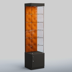 Высокая стеклянная витрина КАПИТОНЕ №502, Черный + 08 Mustard