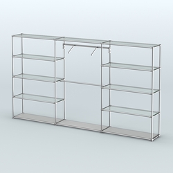 Торговая система ХРОМ без ДСП 3600 мм с прозрачными полками и поручнями №9, Серый