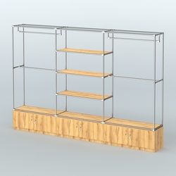 Торговая система ХРОМ без ДСП 3600 мм с тумбами Т21, полками ДСП и поручнями №2, Дуб Золотистый