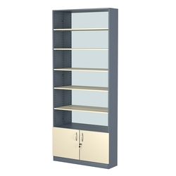 Стеллаж из ДСП с 5-ю полками 250x900 мм серии LEVEL-5 №11-2 (З/C - ЗЕРКАЛО), Темно-серый + Крем Вайс