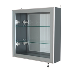 Витрина настенная №1-2А с зеркалом серии Collecto, Темно-Серый