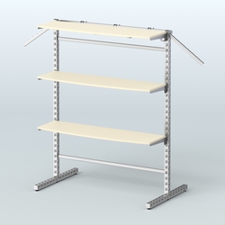 Система ЭЛЕГАНТ островная четырёх-сторонняя с полками ДСП №15г, Крем Вайс