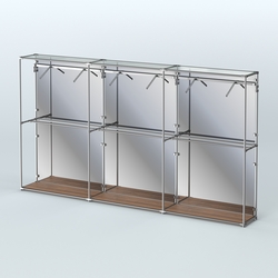 Торговая система ХРОМ (задняя стенка - зеркало) 3600 мм с поручнями №7, Орех