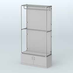 Торговая система ХРОМ (задняя стенка - ДСП) 1200 мм №1-4 с тумбой Т-21 и поручнями, Серый