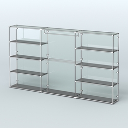 Торговая система ХРОМ (задняя стенка - стекло) 3600 мм с полками ДСП и поручнями №1, Черный