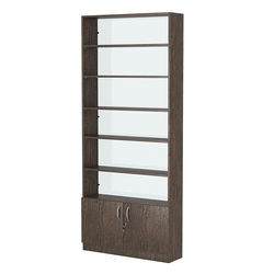 Стеллаж из ДСП с 5-ю полками 250x900 мм серии LEVEL-5 №11-1 (З/C - СТЕКЛО), Дуб Венге