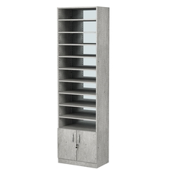 Стеллаж из ДСП с 10-ю полками 350x600 мм серии LEVEL-10 №6-2 (З/C - ЗЕРКАЛО), Метрополитан Грей