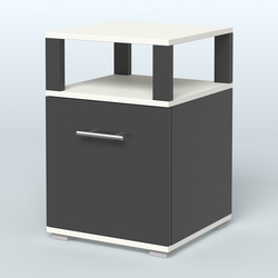 Тумба Динен №2 приставная 1 распашной фасад с надставкой, Черный + Белый