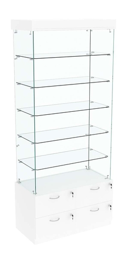 Витрина ХРУСТАЛЬ №601 прямоугольная (задняя стенка - стекло), Белый