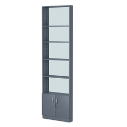 Стеллаж из ДСП с 4-мя полками 100x600 мм серии LEVEL-4 №1-2 (З/C - ЗЕРКАЛО), Темно-Серый