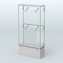 Торговая система ХРОМ (задняя стенка - стекло) 1200 мм №3-1 с тумбой Т-11 и поручнями, Серый