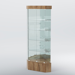 Витрина для музеев "Коллекция" №19 угловая с полками, Дуб Канзас коричневый