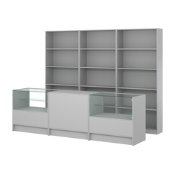 Комплект стеллажей ЭК-01 и прилавков ЭК-3, Серый