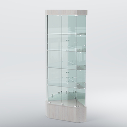 Витрина для музеев "Коллекция" №19 угловая с полками, Ясень Анкор светлый