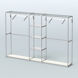 Торговая система ХРОМ без ДСП 3030 мм с зеркальными полками и поручнями №12, Белый