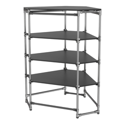 Хромированный стенд Прогресс №3-4 (с полками ДСП 16мм), Черный