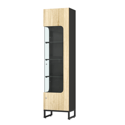 Витрина Монти №4 левая, Черный + Дуб Сонома