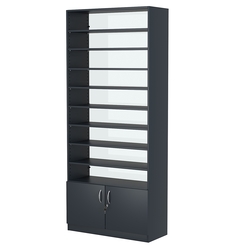 Стеллаж из ДСП с 8-ю полками 350x900 мм серии LEVEL-8 №13-1 (З/C - СТЕКЛО), Антрацит