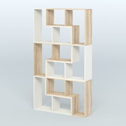 Высокий торговый стеллаж Лофт №3 шестимодульный, Белый + Дуб Сонома