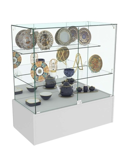 Торговый пристенный прилавок Зеркало на подиуме №102 (закрытый), Серый