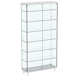 Витрина РОНДО №3-5 на ножках (задняя стенка стекло), Серый