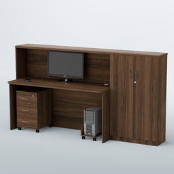 Ресепшен с тумбами и подставкой под системный блок ВЕГА №6, Орех
