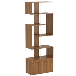 Стеллаж серии КУБ S-образный №4 с нижним накопителем, Орех