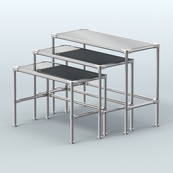 Комплект столов №1-5 с полками зеркало 4мм, Темно-Серый