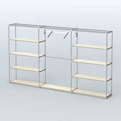 Торговая система ХРОМ без ДСП 3600 мм с полками ДСП и поручнями №9, Крем Вайс