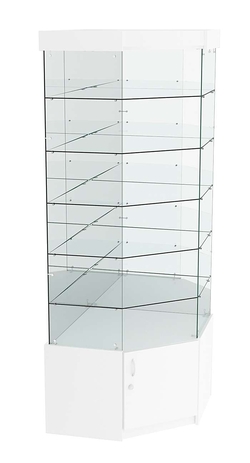 Витрина "Истра" угловая №9114, пятигранная, (З.С-зеркало), без дверей, Белый