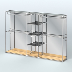 Торговая система ХРОМ (задняя стенка - зеркало) 3030 мм с тонированными полками и поручнями №4, Дуб Золотистый