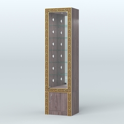 Витрина с декором и стеклянными полками №ВБА-504С, Ясень Анкор темный