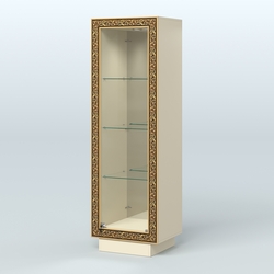 Низкая витрина с декором и тремя прозрачными полками НБА-3, Крем Вайс