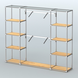 Торговая система ХРОМ без ДСП 2430 мм с полками ДСП и поручнями №7, Дуб Золотистый