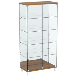 Витрина РОНДО №4-2 на ножках (задняя стенка зеркало), Орех