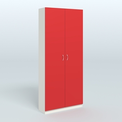 Аптечный шкаф широкий для одежды персонала №4, Белый + Красный