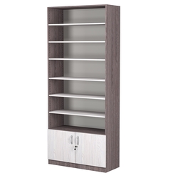 Стеллаж из ДСП с 6-ю полками 350x900 мм серии LEVEL-6 №13 (З/C - ДВП), Ясень Анкор темный + Ясень Анкор светлый