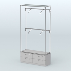 Торговая система ХРОМ без ДСП 1200 мм №3-2 с тумбой Т-14 и поручнями, Серый