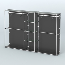 Торговая система ХРОМ (задняя стенка - ДСП) 3030 мм с прозрачными полками и поручнями №12, Черный