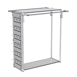 Хромированный стенд-вешало ETD-11 №1-3 (торец-ЭП) с полками ДСП 16мм, Серый