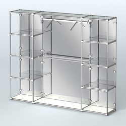 Торговая система ХРОМ (задняя стенка - зеркало) 3600 мм с зеркальными полками и поручнями №11, Белый