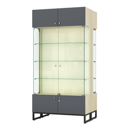 Витрина Монти №5-С двусторонняя, Крем Вайс и Темно Серый U2236-U2601