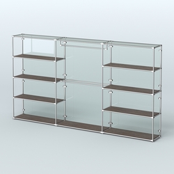 Торговая система ХРОМ (задняя стенка - стекло) 3600 мм с полками ДСП и поручнями №1, Дуб Венге