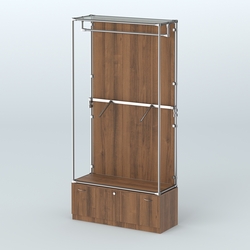 Торговая система ХРОМ (задняя стенка - ДСП) 1200 мм №2-1 с тумбой Т-11 и поручнями, Орех