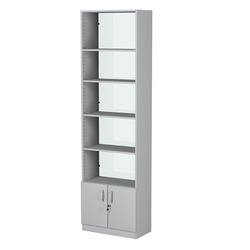 Стеллаж из ДСП с 4-мя полками 300x600 мм серии LEVEL-4 №5-1 (З/C - СТЕКЛО), Серый