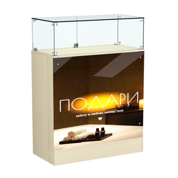 Прилавок со световым коробом и стеклянным верхом №1, Крем Вайс