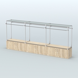 Островная торговая система ХРОМ 3600 мм с тумбами Т21 и поручнями №2, Дуб Сонома