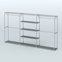 Торговая система ХРОМ без ДСП 3600 мм с полками ДСП и поручнями №2, Темно-Серый