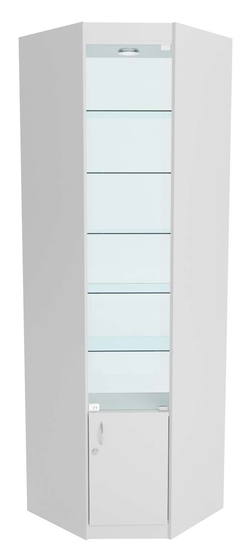 Стеклянная витрина угловая №5-2 из ДСП (задняя стенка стекло), Серый