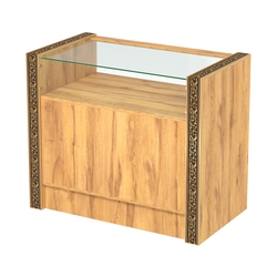 Недорогой прилавок с большим накопителем и декоративными молдингами №ПДМ-2-900, Дуб Золотистый